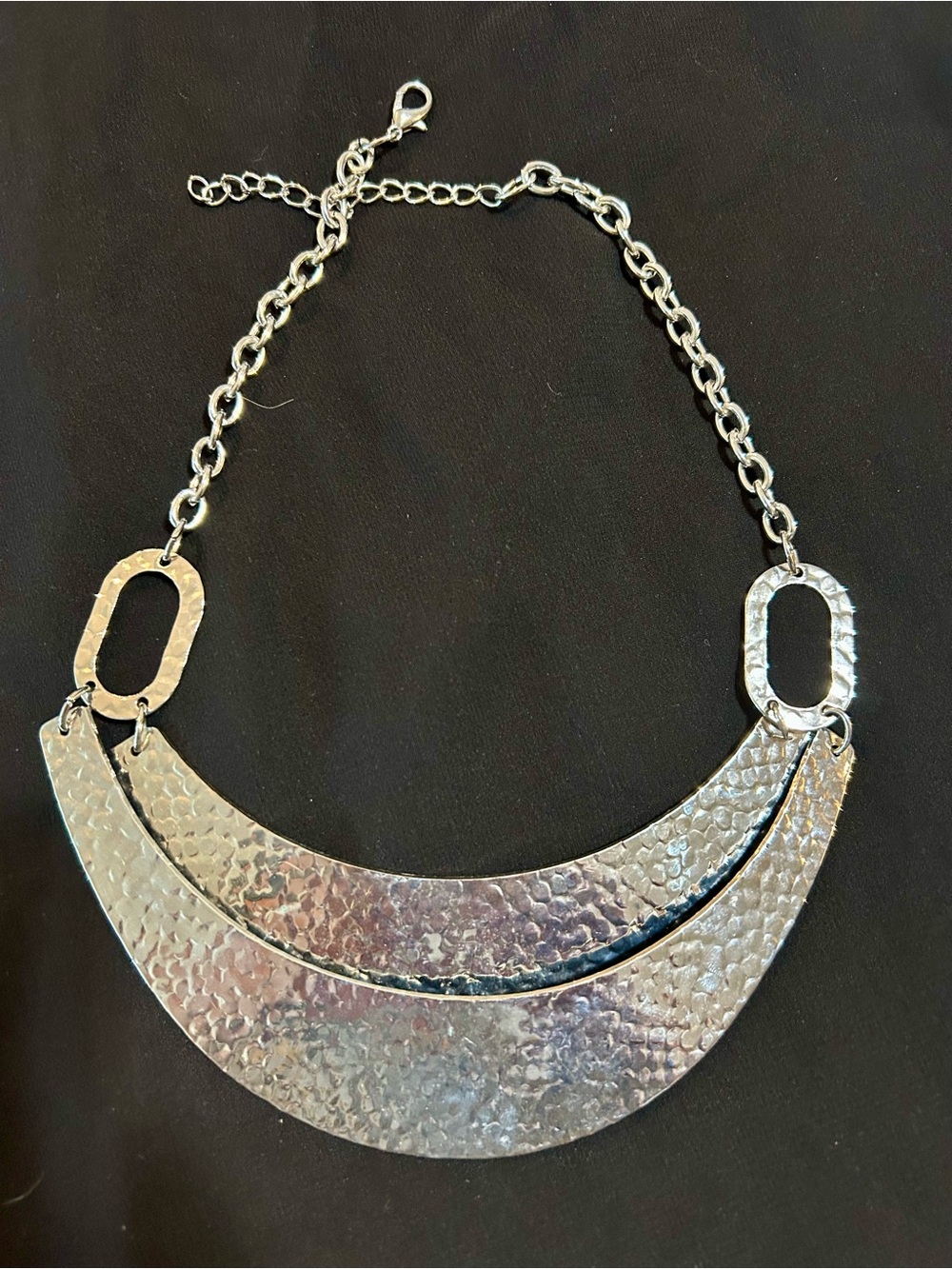 Silver Hammered Statement Collar Necklace - Women Jewelry